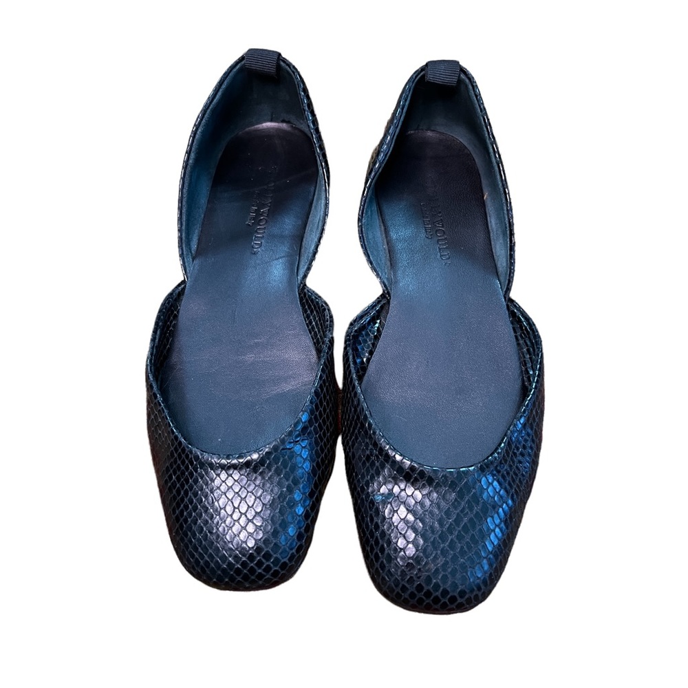 HOLLYWOULD Made In Italy Embossed Leather Flats Black Low Sides women’s 7 1/2